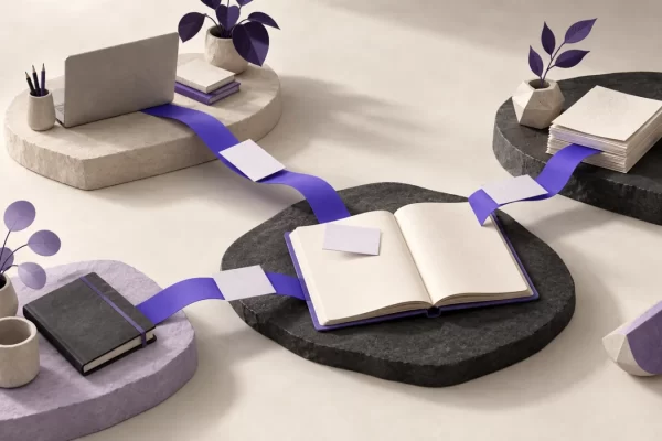 Separate workspaces connect to one shared decision notebook for distributed collaboration.
