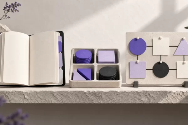 A notebook, task organizer and planning board represent three approaches to productivity.