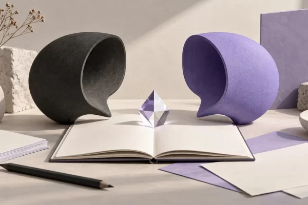 Two conversation forms share the same notebook, illustrating a task-based AI assistant comparison.