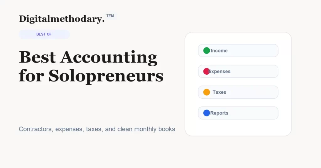 Best accounting for solopreneurs cover showing income expenses taxes and reports