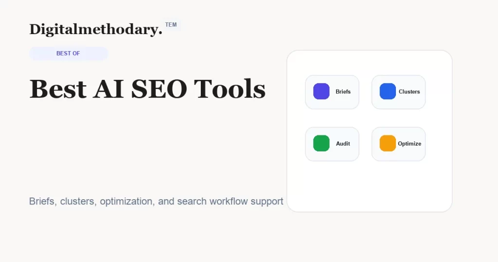 Best AI SEO tools cover showing keyword briefs content optimization and reports