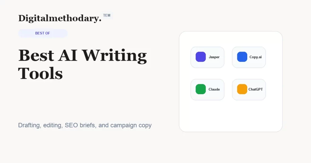 Best AI writing tools compared cover showing drafting editing and publishing flow
