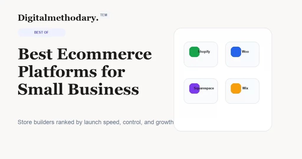 Best ecommerce platforms for small business cover showing store builder platform options