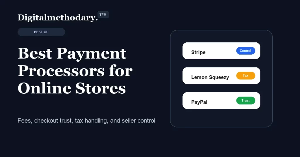 Best payment processors for online stores cover comparing Stripe Lemon Squeezy and PayPal