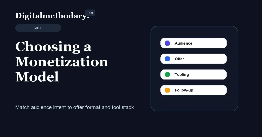 Choosing a monetization model cover showing audience offer tooling and follow-up