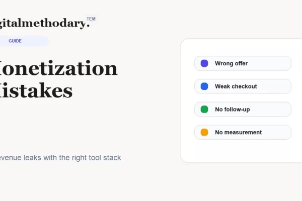 Common monetization mistakes cover showing offer checkout follow-up and measurement gaps