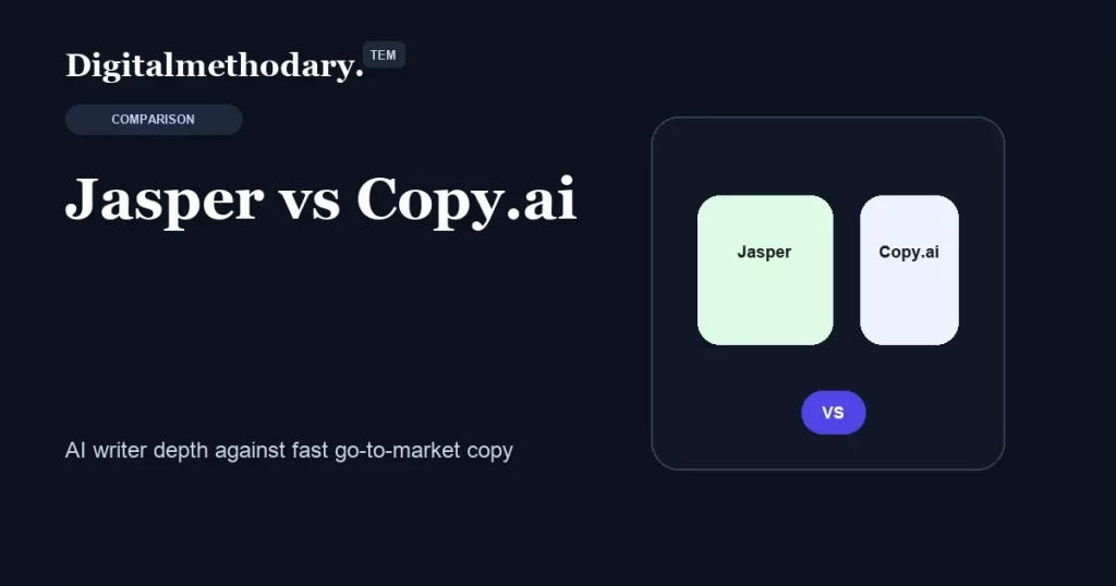 Jasper vs Copy.ai comparison cover showing brand content and GTM workflows