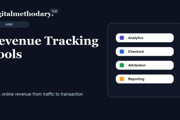 Revenue tracking tools cover showing analytics checkout attribution and reporting flow